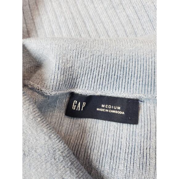 Gap Mens Medium RIBBED BUTTON FRONT POLO SHIRT Blue Knit Cotton - Picture 6 of 12